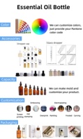 Flacon compte-gouttes en verre transparent de luxe 5ml 10ml 15ml 30ml 50ml 100ml avec pipette dorée pour huile essentielle, sérum, emballage cosmétique