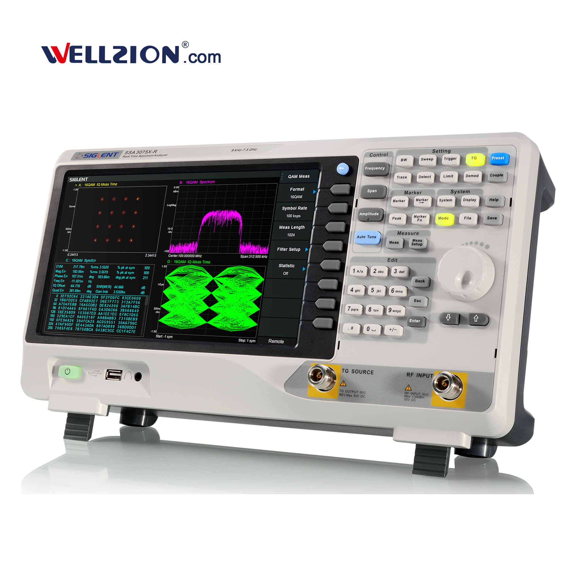 SSA3075X-R,7.5GHz Frequency 1 Hz Minimum Resolution Bandwidth Siglent Spectrum Analyzer