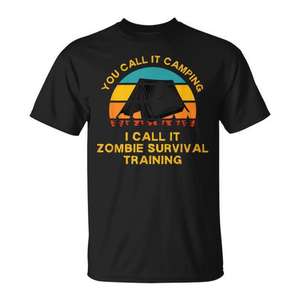 T-shirt de camping Zombie Survival Training, coupe classique, taille S - Product Image 1