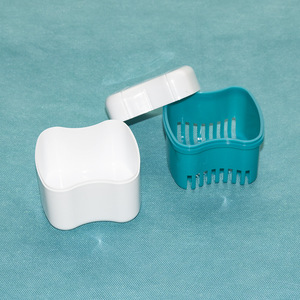 <b>Denture</b> Case Plastic Storage <b>Box</b> With Mesh Lid For Home Use 8.3x7.5x7.7cm - Product Image 3