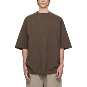 <span class=keywords><strong>RS</strong></span> Herrenmode |   Cross-Border Reines Baumwoll-T-Shirt mit Stehkragen, Atmungsaktiv, Einfarbig, 250G, Übergroß, <span class=keywords><strong>BF</strong></span>-Stil, Amerikanischer Retro-Look - Product Image 1