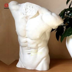 Statue en marbre du torse de Gaddi, sculpture en pierre de buste masculin nu de style hellénique - Product Image 6