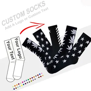 Soft New Design Low Moq Custom Text Logo Snagging Resistance Star Style Knitted Jacquard Pattern Socks For Man