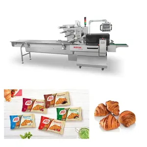 عالية الإنتاجية مخبز شقة الخبز تدفق آلة تعبئة باللف معدات للأغذية المشروبات مصنع