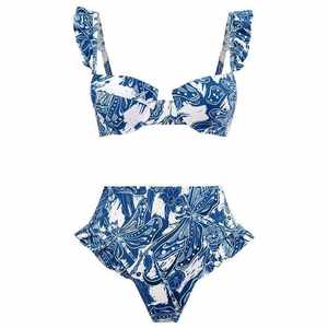 Conjunto de Bikini con Estampado Floral y Volantes, Traje de Baño con Falda de Playa, Sexy Traje de Baño de 3 Piezas para Mujer - Product Image 4