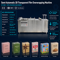 Máquina Semiautomática para Envolver en Celofán, 5-30 Paquetes/Min, Envoltura de Película 3D BOPP POF, para Cosméticos, Té, Cajas de Regalo, con Certificación CE