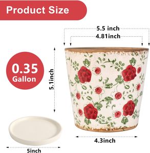 Pots à fleurs en céramique émaillée <span class=keywords><strong>pour</strong></span> sol, 5,5 pouces, petit design effet craquelé, avec trou de drainage et <span class=keywords><strong>soucoupe</strong></span> <span class=keywords><strong>pour</strong></span> plantes bonsaï - Product Image 1