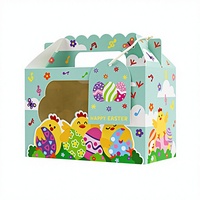 Carpeta de Cartón para Regalos con Diseño de Conejito y Huevo, Plegable, Reciclable, Personalizable, con Ventana, Temática de Pascua