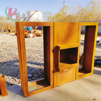 BETTER GARDEN Foyer extérieur autoportant en acier corten rouille rouge, taille personnalisable, foyer à bois, design moderne