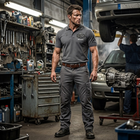 Ensemble uniforme de travail personnalisé pour mécanicien automobile, polo à manches courtes résistant à l'huile, pantalon de travail multi-poches pour ateliers de réparation