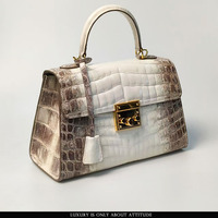 Sac à main de luxe de haute qualité en cuir de crocodile d'Himalaya véritable, sac fourre-tout pour femmes en peau exotique