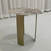 Table d'appoint ronde en marbre avec pieds en acier inoxydable doré