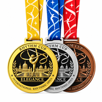 Médailles de gymnastique en métal creux Or Argent Bronze, design paysage urbain en relief 3D, récompenses gravées sur mesure pour compétitions sportives rythmiques