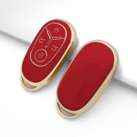 GZ DOMI Design Populaire 3 Boutons TPU Bord Doré Accessoires Auto Housse de Clé de Voiture Coque Porte-Clés pour Geely EX2