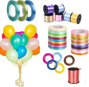 Balloon Decoration Party Flower Wrapping Metallic Plain Solid Pp Poly Gift Christmas Curling Balloon Plastic Ribbon Spool Roll