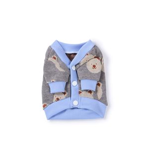 Pull pour animaux de compagnie à imprimé animal mignon, bleu, polyester, automne-hiver, gilet tricoté pour chien - Product Image 4