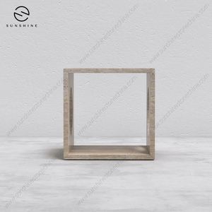 Table d'extérieur minimaliste en marbre avec découpes circulaires pour mobilier de patio - Product Image 2