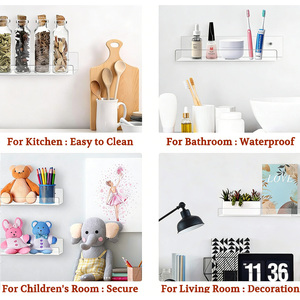 Estante de <span class=keywords><strong>Pared</strong></span> en Forma de L de Acrílico Transparente de 4 mm de Grosor, Organizador Flotante Montado con <span class=keywords><strong>Tornillos</strong></span> para Baño, Cocina, Sala de Estar, Almacenamiento en el Tocador - Product Image 5