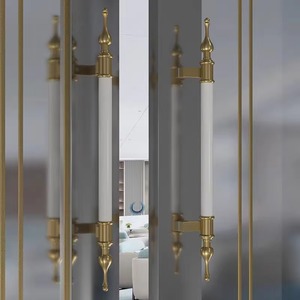 Poignée de porte principale d'hôtel et de villa, robuste, finition noir et or, pour porte en verre et bois, pour grande entrée, quincaillerie architecturale - Product Image 5