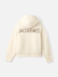 Sweat à capuche zippé <span class=keywords><strong>blanc</strong></span> crème pour homme, avec logo jacquard au dos et en peluche - Product Image 5