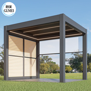 Наружная Современная беседка моторизованная Водонепроницаемая жалюзи система крыши сад биоклиматическая алюминиевая беседка - Product Image 4