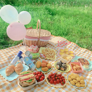 Hot Bán Dã Ngoại Giỏ Mây Ngoài Trời Di Động Lật Bìa Xách Tay Bông Tuyết Brie <span class=keywords><strong>Wicker</strong></span> Lưu Trữ Dệt Giỏ - Product Image 3