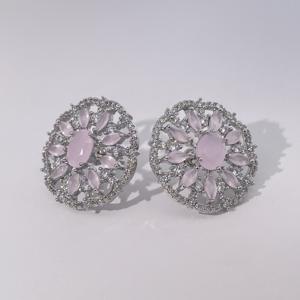 Boucles d'oreilles clous tendance et luxueuses Tianyu Gems en laiton plaqué or avec zircon rose en forme de poire et de fleur, design luxueux - Product Image 6