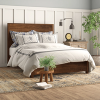 Ensemble de chambre à coucher moderne et décontracté en bois massif, taille Queen, en noyer, fabrication OEM, meubles de chambre à coucher pour la maison, Vietnam, MD01