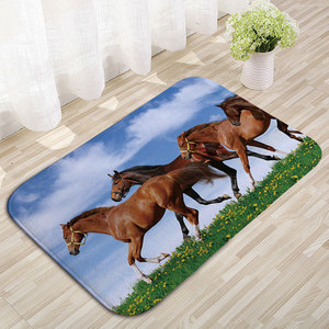 Alfombrillas de franela de la serie Galloping Horse, modernas y refrescantes, antideslizantes, absorbentes, para baño, venta al por mayor. - Product Image 3