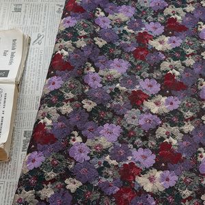 Tessuto Jacquard Twill Floreale Monet Garden con Stampa <span class=keywords><strong>a</strong></span> Olio, Tinto in Filo, Vintage Testurizzato <span class=keywords><strong>per</strong></span> Abiti, Vestiti, Gilet, Completi, Cappotti - Product Image 3