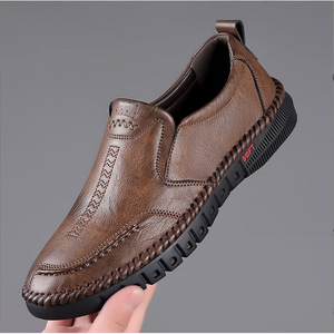 Mocasines Casuales de Cuero para Hombre, Color Marrón Sólido, Zapatos de Ocio de Cuero Suave - Product Image 2