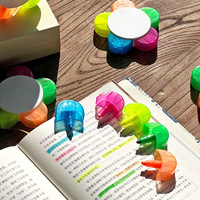 Stylo surligneur de tournesol en forme de pétale à cinq couleurs marqueur coloré avec impression de logo personnalisé stylo promotionnel en gros