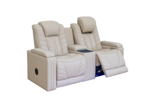 Ensemble de canapés inclinables intelligents en cuir PU 3+<span class=keywords><strong>2</strong></span>+1 <span class=keywords><strong>places</strong></span> avec massage, cadre métallique extensible et porte-gobelets LED - Product Image 4