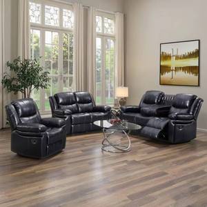 Juego de muebles reclinables eléctricos de cuero genuino de alta calidad para sala de estar, sofá modular combinable, sillón mecedor de descanso. - Product Image 1