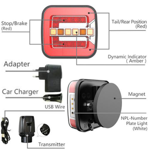 Feu arrière LED 12-24V pour <span class=keywords><strong>remorque</strong></span>, <span class=keywords><strong>sans</strong></span> <span class=keywords><strong>fil</strong></span>/filaire, 7 broches, combiné arrière, feu stop, <span class=keywords><strong>clignotant</strong></span>, marche arrière, magnétique, pour camion et <span class=keywords><strong>remorque</strong></span> - Product Image 5