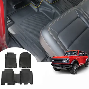 Floor Mats Compatible With 2021-2023 Ford Bronco 4-Door Models All Weather Floor Liners 1st And 2nd Row Set Black
