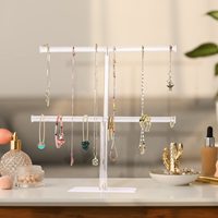 FF2409 acrylique 2 niveaux T-Bar support de boucle d'oreille bijoux affichage photographie accessoires Transparent Bracelet collier présentoir