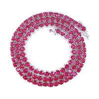 Bestseller Vergoldete Romantische S925 Silber Vierklauen-Rotelegante Rubin-Korund-Diamant-Tenniskette als Jubiläumsgeschenk