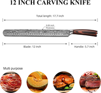 Pisau Brisket 12 inci baja tahan karat, pisau koki Ham daging dengan pegangan kayu Pakka pisau pengiris dapur