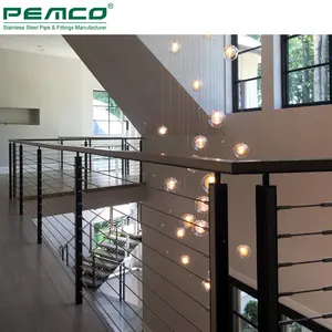 Hot Sale Modern Villa Balcony Horizontal 4 6 8 10 Wire Balustrade Indoor Metal Cable Deck Railing Systems