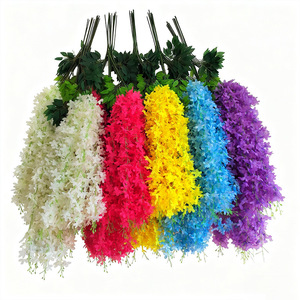 Fleurs artificielles de glycine et de lilas en soie plastique, guirlandes suspendues pour décoration de mariage et de maison, branche unique - Product Image 3