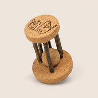 Juguete para Gatos de Corcho con Forma de Reloj de Arena, Juguete Interactivo de Madera Natural con Bola de Rompecabezas para Gatos de Interior