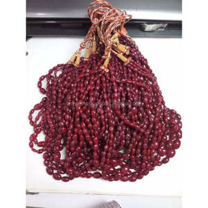 Collar de cuentas ovaladas lisas de corindón rubí teñido, hecho a mano, en oferta, a precio de mayoreo para la fabricación de joyería. - Product Image 2