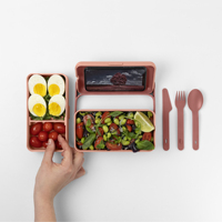 Italiaans design 2025 Trendy lunchbox, draagbaar, lekvrij, vierkant, roze, van polypropyleen, met afsluitbare deksels