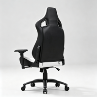 Silla de Juego de Cuero Estilo Racing, Silla de Computadora Giratoria con Respaldo Alto, Reposabrazos Ajustables, Reclinable y Ergonómica