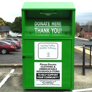 Vêtements de recyclage communautaires Poubelles de charité Boîte de dépôt pour dons de vêtements Banque de vêtements