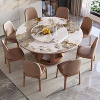 Ensemble de table et chaises de salle à manger rondes en marbre de luxe moderne, 6 places, pour la maison, le bureau, le salon, meubles en métal, design tendance