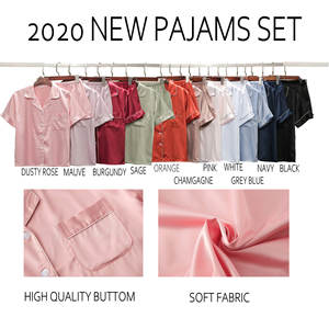 ชุดนอนแขนสั้นผ้าไอซ์ซิลค์เซ็กซี่ของผู้หญิงชุดซาตินเนื้อด้าน18สีระบายอากาศได้แบบลำลองสองชิ้นสำหรับใส่อยู่บ้านด้านหน้าในฤดูร้อน - Product Image 4