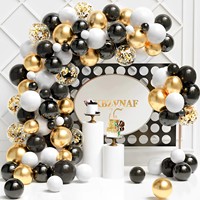 Kit d'arche de guirlande de ballons en latex noir et or avec ballons en aluminium éclatants, décorations écologiques pour mariages, anniversaires et fêtes de famille