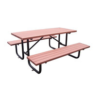 Table de pique-nique extérieure publique commerciale en bois recyclé en plastique avec banc restaurant extérieur t6 ft 8ft capable et chaise pour événement